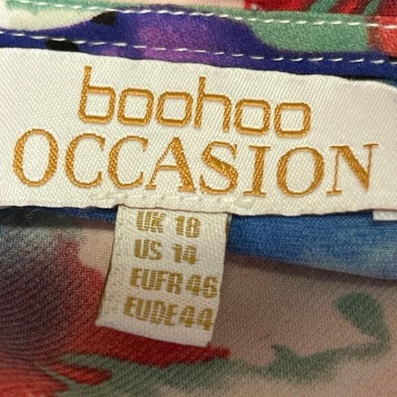 Boohoo Womens Multicolor Floral Wrap Tie Long Sleeve Mini Skater A-line Dress 14 - Picture 8 of 9